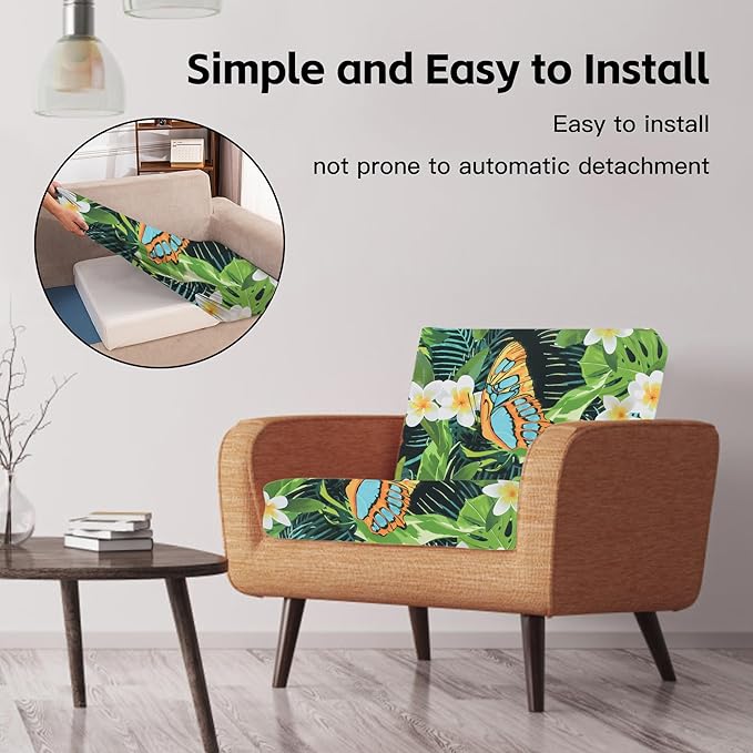 14Pcs Outdoor Cushion Covers, Patio Cushion Covers, Stretch Elastic Slipcovers - Image 5