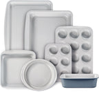 CAROTE 7-Piece Baking Pans Set, Nonstick Bakeware Sets, Gray & Khaki