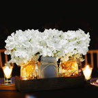 White Mason Jar Centerpiece for Table Kitchen Table Decor with Light