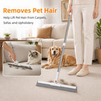 Floor Squeegee Broom, 62" Long Handle with 2 Washable Microfiber Pads
