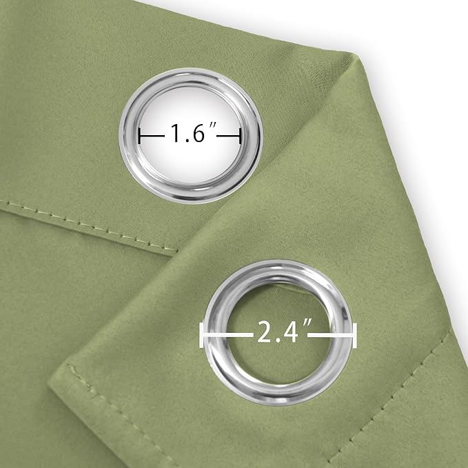 LEMOMO Blackout Curtains 66 x 54 Inch Long Sage Green Curtains Set of 2 Panels - Image 5