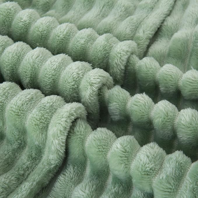 Sage Green Fleece Throw Blanket 108”×90” - Image 4