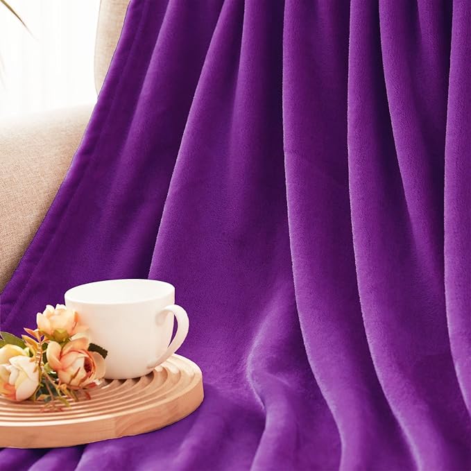 Exclusivo Mezcla Fleece Purple Throw Blanket - Image 7