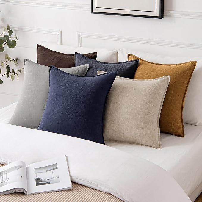 MIULEE Decorative Linen Pillow Covers 20x20 Inch Hazel ​Boho Farmhouse​ - Image 4