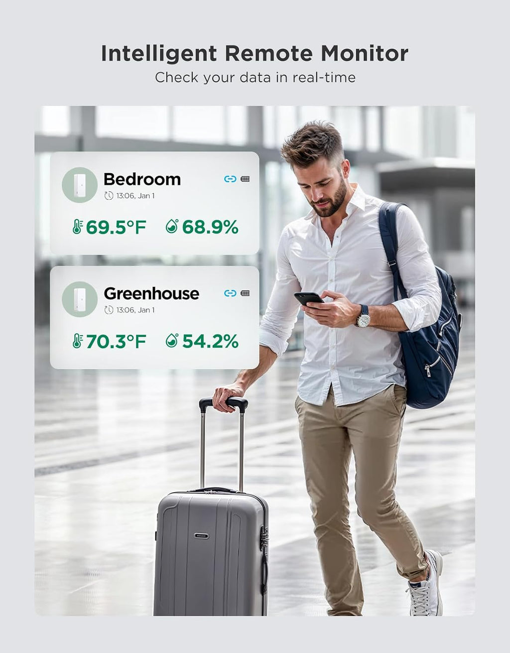 GoveeLife 2.0 WiFi Hygrometer Thermometer with Gateway, Mini Sensor 3-Pack