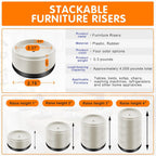 Furniture Risers Bed Risers Heavy Duty 1 inch, 2 inch, 3 inch, 4 inch Round Adjustable Bed Lifts Riser for Desk Legs Table Couch Sofa Chair Refrigerator Washing Machine (1+1 Inch, White, 4 Pack)