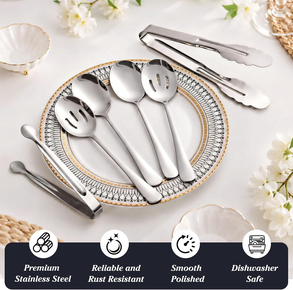18Pcs Serving Utensils Set Serving Tongs Spoons for Buffet Dishwasher Safe