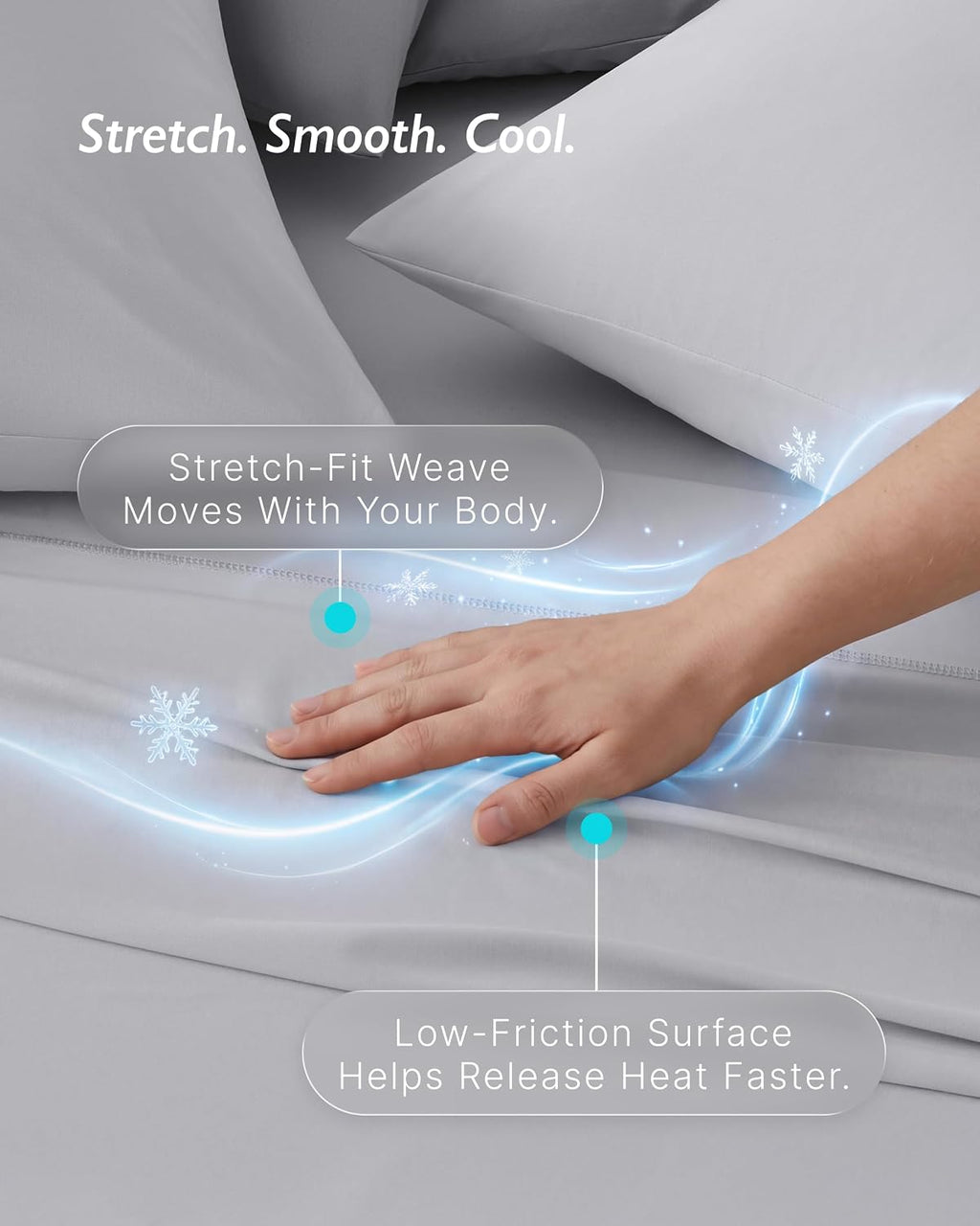 Breescape Cooling Sheets King Size - BlendTek Dry & Cool Technology Cooling Bed Sheets for Hot Sleepers and Night Sweats, Q-Max>0.46 Tech King Sheet Set, Deep Pocket Up to 18", Misty Gray