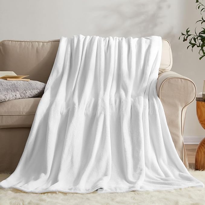 KMUSET Fleece Blanket White Queen Size Lightweight Cozy Plush Microfiber Bed by COZYBLANKETHappyHomeLife
