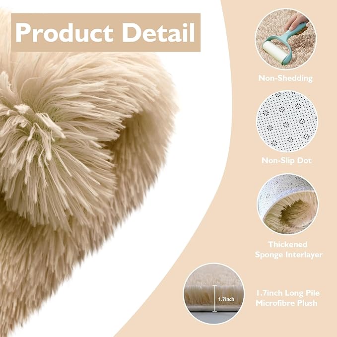 8x10 Fluffy Area Rugs for Living Room, Shag Area Rug for Bedroom - Image 3