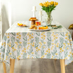 GLORY SEASON Machine Washable Flowers and Leaves Printed Tablecloth Oblong Table Cover for Outdoor Indoor Dining Parties Dining Patio Kitchen Decor RectangleTable Cloth