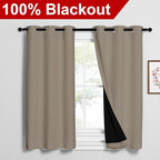 NICETOWN Taupe 100% Blackout Curtains 2 Panels - Image 2