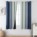 Estelar Textiler Navy Blue and Sage Green Ombre Blackout Curtains 63 Inch by ESTELARTEXTILER