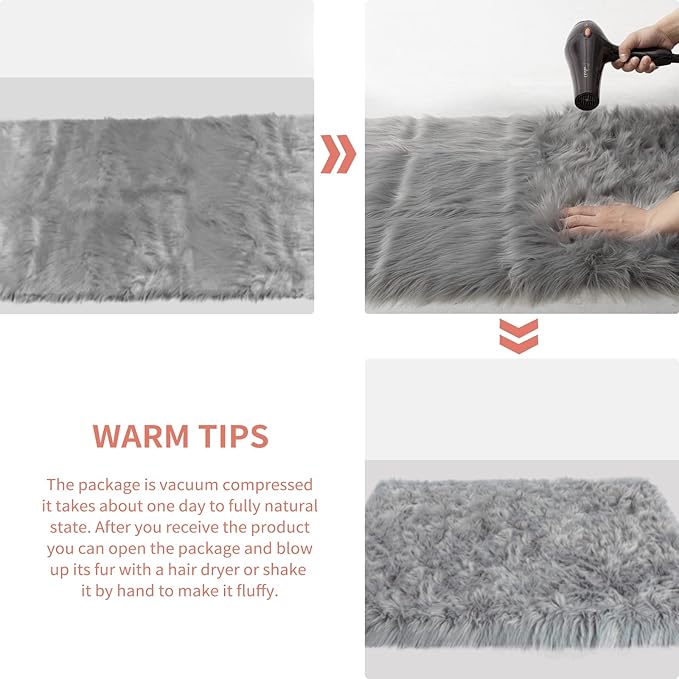 Ciicool Fluffy Area Rug, Thick Fuzzy Shag Rug Furry Nursery Rug Plush Indoor - Image 8