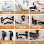 Corner Shower Caddy Suction Cup, Black Shower Organizer With Hooks