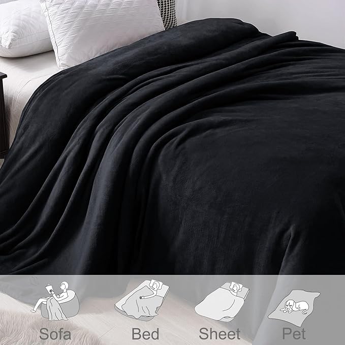 Exclusivo Mezcla Fleece Black Throw Blanket - Image 4