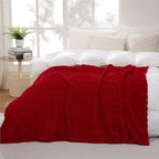 Puncuntex Red Throw Blanket 60"×80" inches Fuzzy 3D Jacquard Decorative Flannel - Image 3