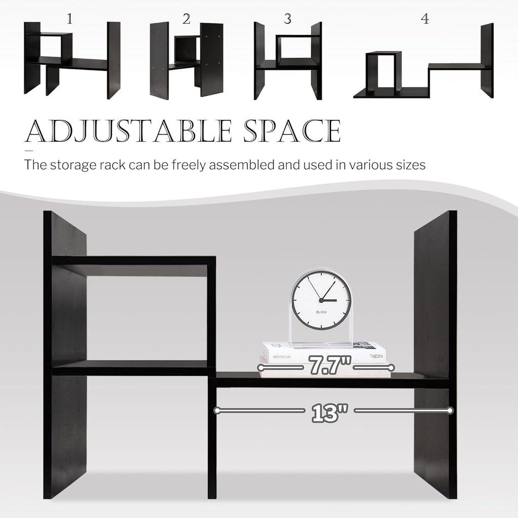 Jerry & Maggie Adjustable Rotatable Wood Desktop Display Shelf Black
