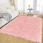 Latepis Pink Living Room Rugs Faux Fur Rug 5x6.7 Area Fuzzy Rugs by Latepis