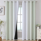 Estelar Textiler Sage Green and Greyish White Gradient Blackout Curtains by ESTELARTEXTILER