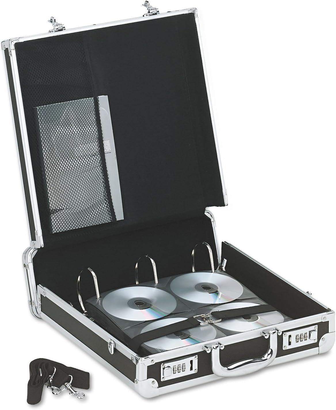 Vaultz Locking DVD Storage Case, 128 CD Holder, Video Game Organizer, Black