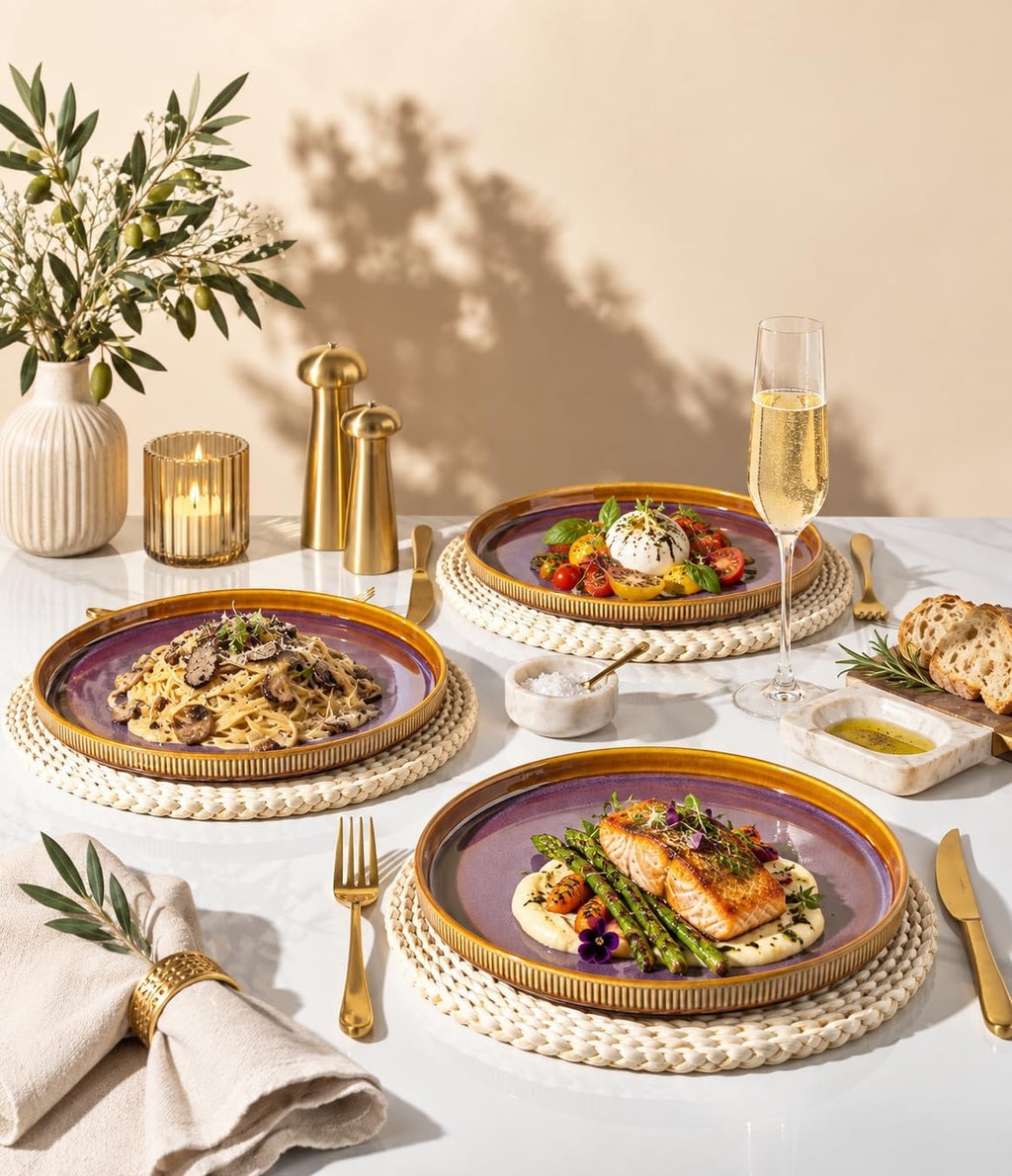 Ceramic Dinner Plates Set of 6, 10.25 Inch Dinnerware Plates