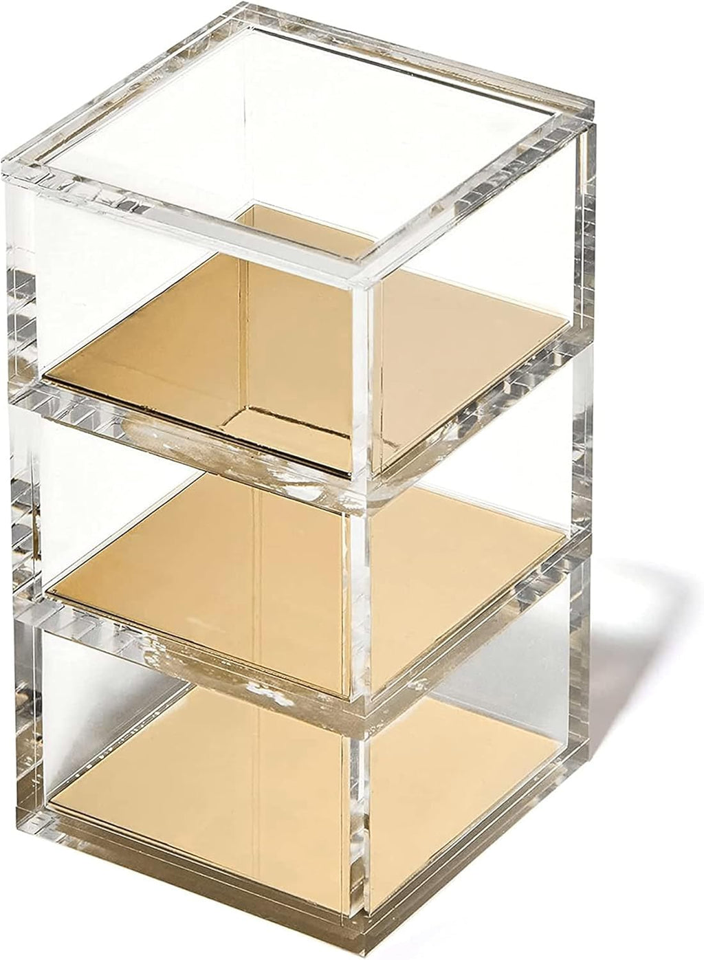 3-Tier Stackable Acrylic Holder, Clear with Gold Metal Base