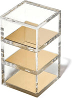 3-Tier Stackable Acrylic Holder, Clear with Gold Metal Base