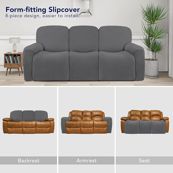 PureFit Super Stretch 3 Seats Recliner Sofa Couch Cover - Image 4