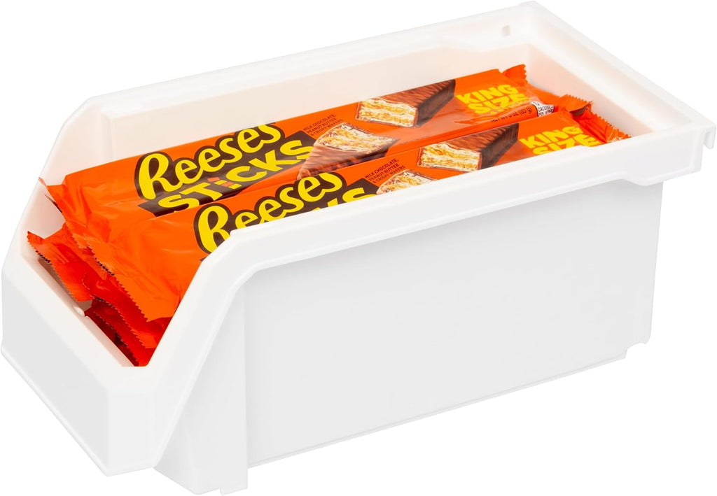 ReadySpace Medium Stackable Plastic Storage Bins, 8-Pack, White