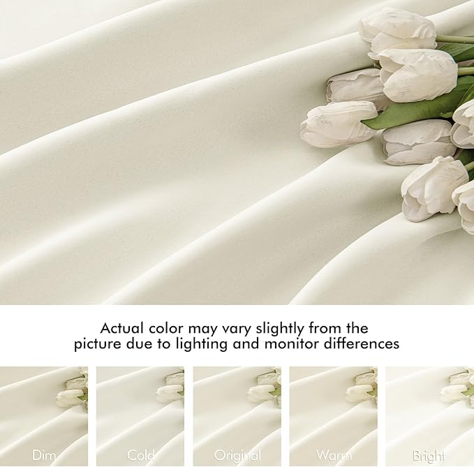 MIULEE Cream Back Tab Blackout Curtains 72 Inches Long 2 Panels Set - Image 8