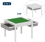 UTEX 2 in 1 Kids Construction Play Table with Drawers Compatible with Lego