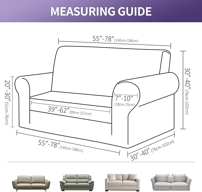 Joccun Stretch Loveseat Couch Cover, Water Repellent Sofa Slipcover - Image 2