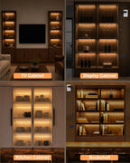 JUSJUBR Display Cabinet Lights, 8-Pack 12-Inch Dimmable Slim LED Light Bars