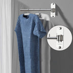 Folding Wall Mounted Clothes Hanger Rack with Swing Arm Stainless Steel Heavy Duty Coat Hook for Bathroom, Bedroom, Laundry Room - Black