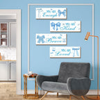 4 Pcs Blue Coquete Bow Room Decor, Teen Girls Trendy Preppy Wall Art Aesthetic for Bedroom Bathroom Decor, Inspirational Positive Affirmations