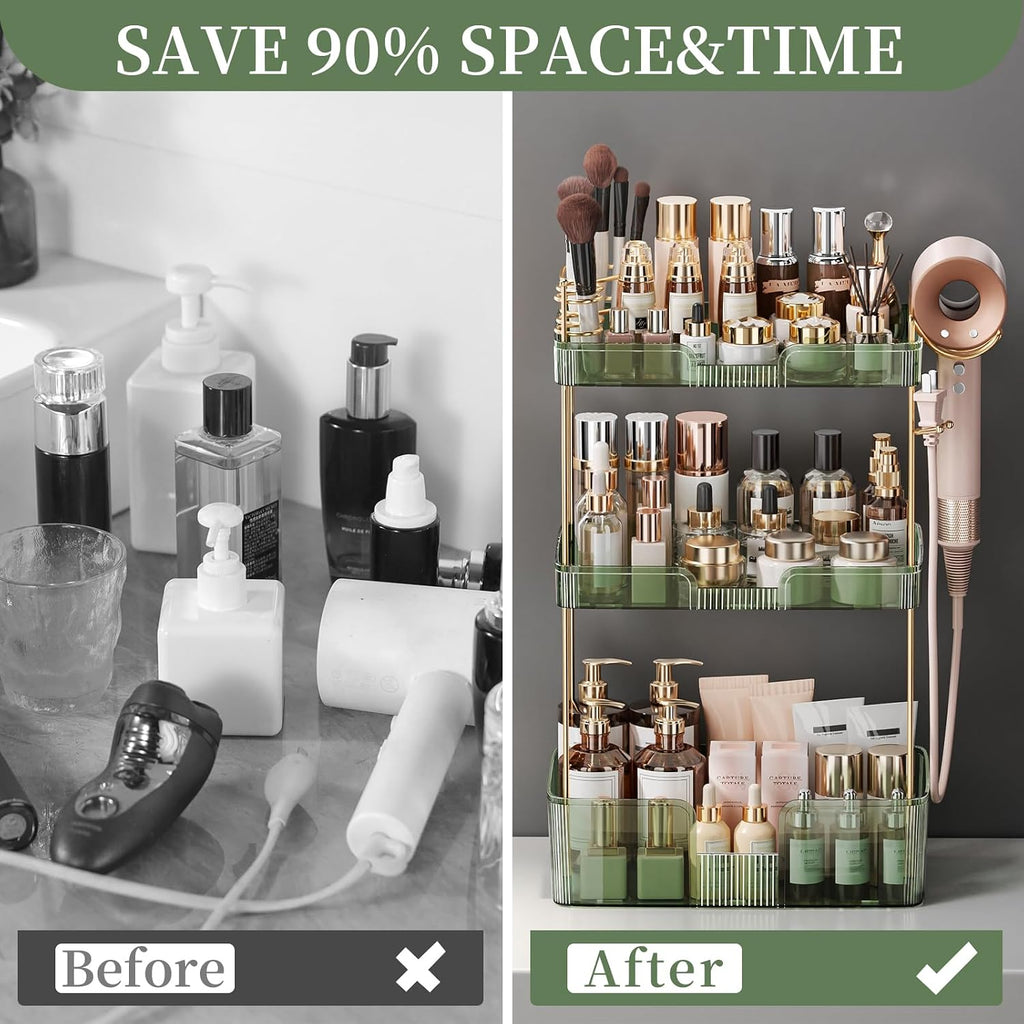 Bathroom Counter Organizer Makeup Organizer Countertop with Brush Holder