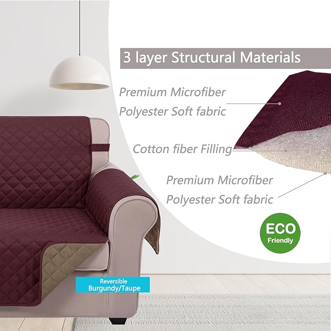 U-NICE HOME Loveseat Sofa Cover Reversible Couch Covers - Image 4