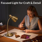 LEPOWER Metal Desk Lamp, Adjustable GooseNeck Reading Light for Bedroom