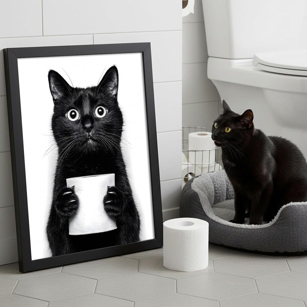 Framed Funny Bathroom Wall Art