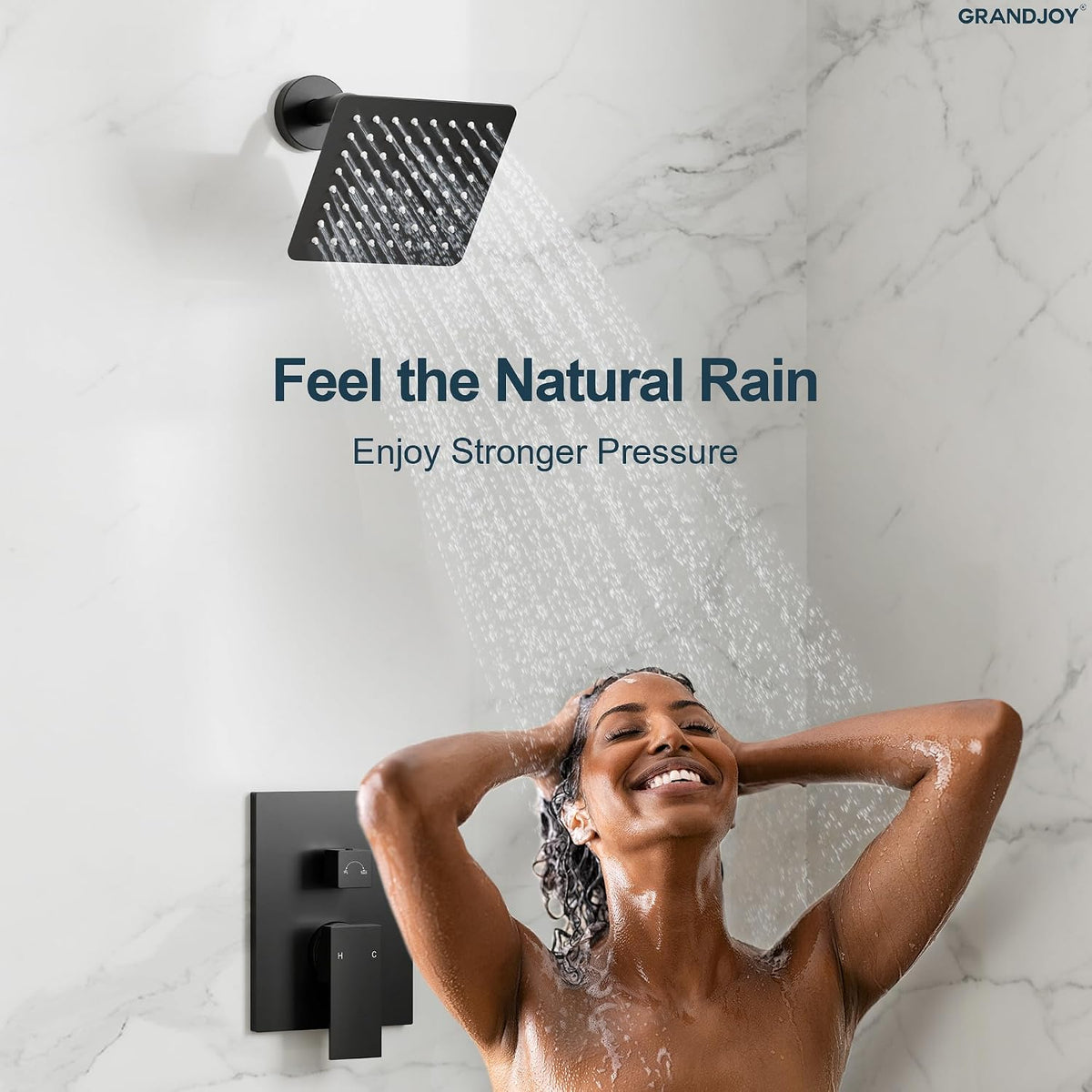 Wall Mount Shower System with Handheld Shower, Matte Black