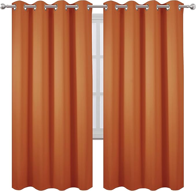 LEMOMO Orange Thermal Blackout Curtains/52 x 72 Inch/Set of 2 Panels Room - Image 2