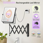 FASCINATE 8.7" 5000mAh Rechargeable Wall Mounted Makeup Mirror (Black)