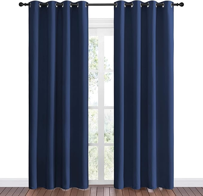NICETOWN Navy Blackout Curtains 86" Long - Image 2