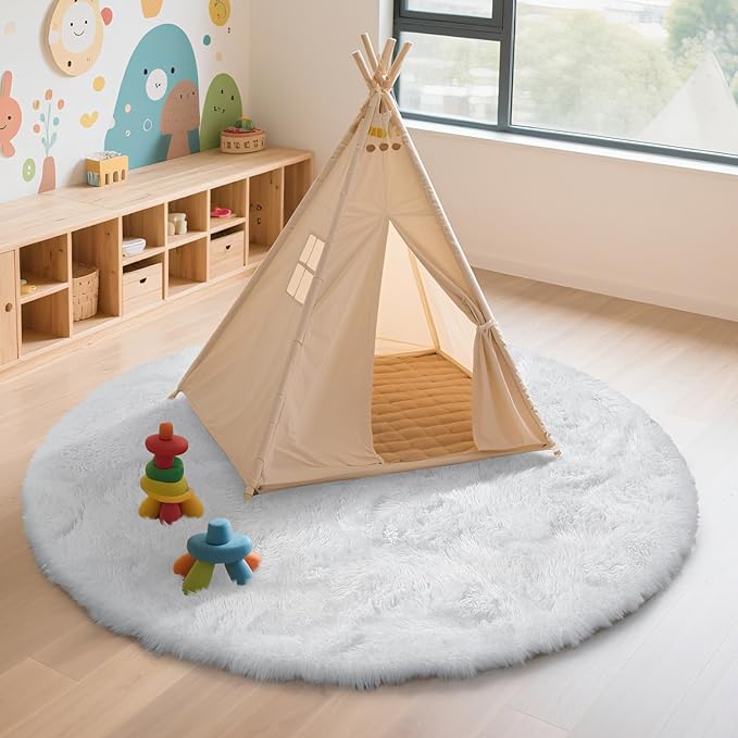yulidayang White Fluffy Round Area Rugs - Image 7