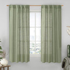 LAMIT Sheer Linen Curtains 63 Inches Long, Semi Sheer Light Filtering Panels by LAMIT
