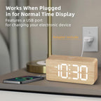 uscce Wooden Digital Alarm Clocks for Bedrooms with 0-100% Dimmable Display