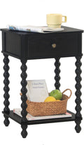 AWASEN Black Nightstand, Bedroom Side Table with Drawer for Living Room, Small Bedside End Table with Spindle Wood Legs for Bedroom, Office, Black