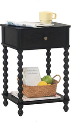 AWASEN Black Nightstand, Bedroom Side Table with Drawer for Living Room, Small Bedside End Table with Spindle Wood Legs for Bedroom, Office, Black