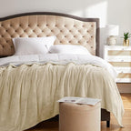KMUSET Super Soft Throw Blanket Premium Silky Flannel Fleece Twin Size Beige - Image 4
